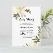 Illustrierte Wasserfarbe Blüte Party Einladung (Stehend Vorderseite)