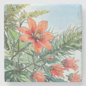 Illustrierte Wasserfarbe Botanische Orangenblüte Steinuntersetzer (Vorderseite)