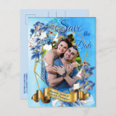 Illustrierte Wasserfarbe Moon-Blume Save the Date Ankündigungspostkarte (Vorne/Hinten)