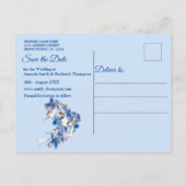 Illustrierte Wasserfarbe Moon-Blume Save the Date Ankündigungspostkarte (Rückseite)