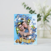 Illustrierte Wasserfarbe Moon-Blume Save the Date Ankündigungspostkarte (Stehend Vorderseite)