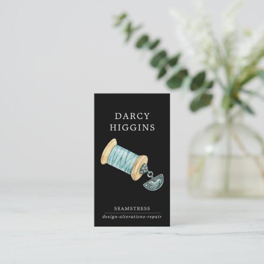 Illustrierte Wasserfarbe Seamstress Schneider Schw Visitenkarte (Stehend Vorderseite)