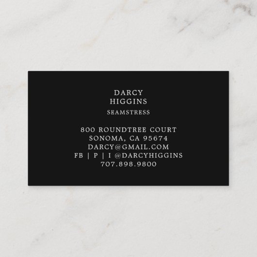 Illustrierte Wasserfarbe Seamstress Schneider Schw Visitenkarte (Rückseite)