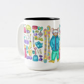 Illustrierte Wasserfarbe Skifahren Pika Gear Sprea Zweifarbige Tasse (Vorderseite Links)