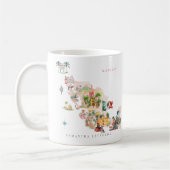Illustrierte Wasserfarbkarte Mexikos | Monogramm Kaffeetasse (Links)