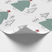 Illustrierte Weihnachten in grüner Schwarz Geschenkpapier (Ecke)