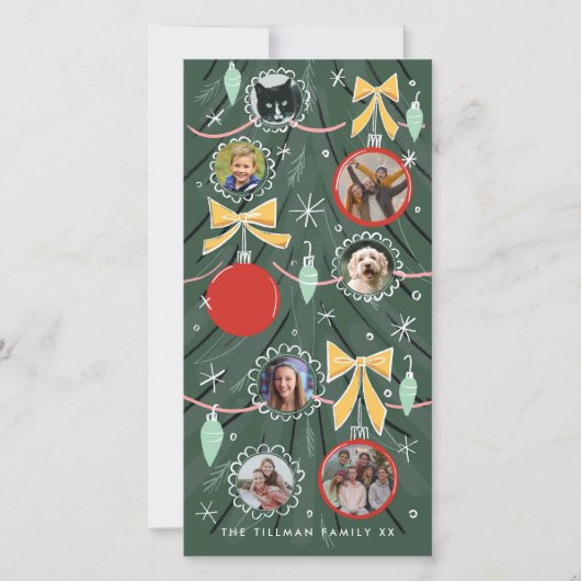 Illustrierte Weihnachtsbaum-Foto-Ornamente Feierta (Vorderseite)