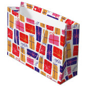 Illustrierte Weihnachtsgeschenk Große Geschenktüte (Vorderseite Schrägansicht)