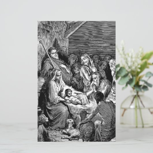 Illustrierte Weihnachtskrippe Briefpapier (Stehend Vorderseite)