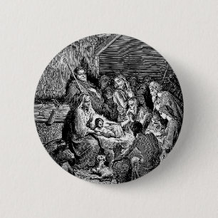 Illustrierte Weihnachtskrippe Button