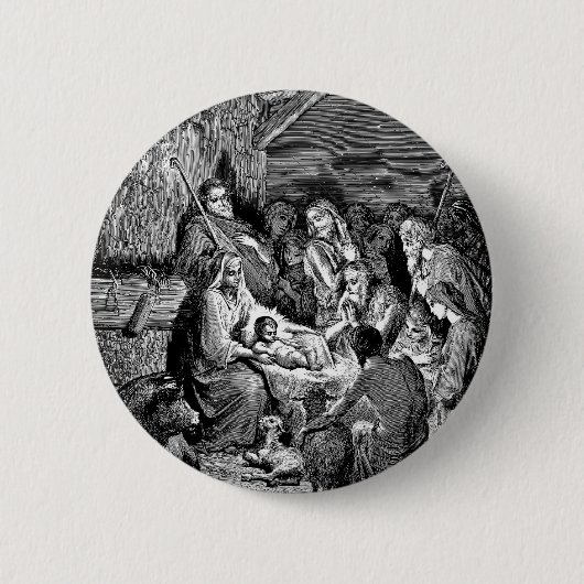 Illustrierte Weihnachtskrippe Button (Vorderseite)