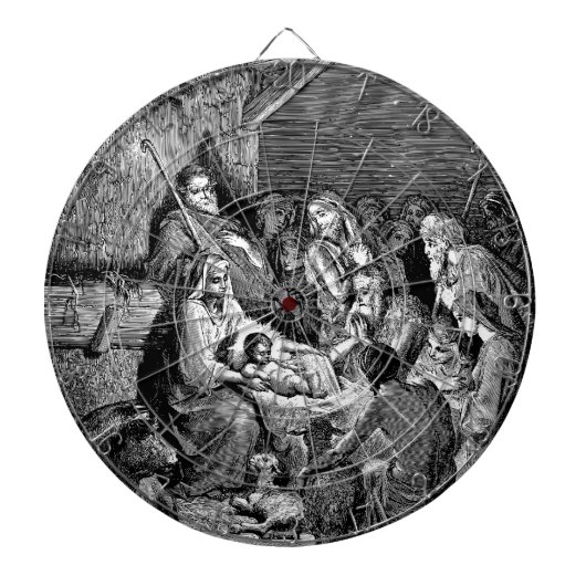 Illustrierte Weihnachtskrippe Dartscheibe (vorne)