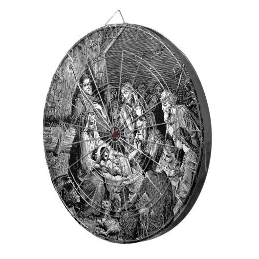 Illustrierte Weihnachtskrippe Dartscheibe (Vorderseite rechts)