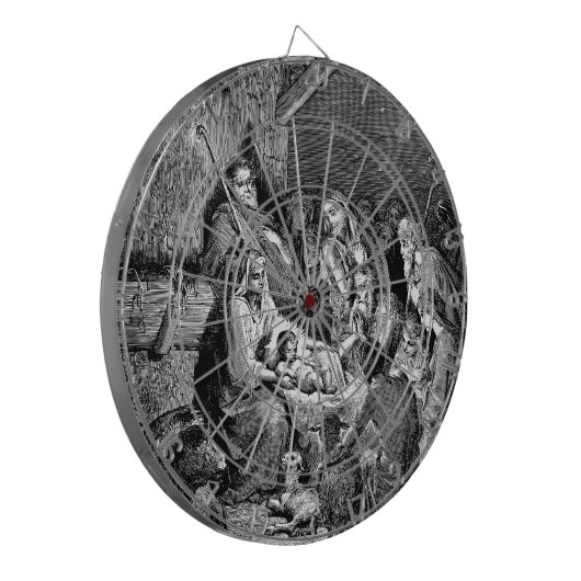 Illustrierte Weihnachtskrippe Dartscheibe (Vorderseite Links)