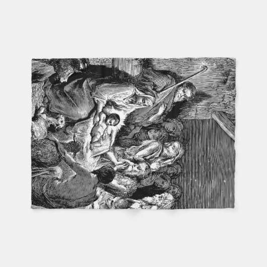 Illustrierte Weihnachtskrippe Fleecedecke (Vorderseite (Horizontal))