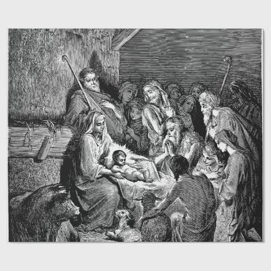 Illustrierte Weihnachtskrippe Geschenkpapier (Flach)