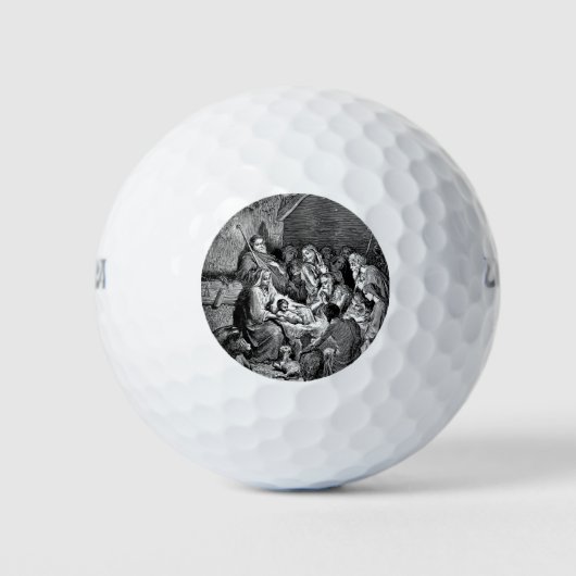 Illustrierte Weihnachtskrippe Golfball (Vorderseite)