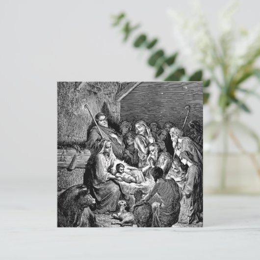 Illustrierte Weihnachtskrippe Karte (Stehend Vorderseite)