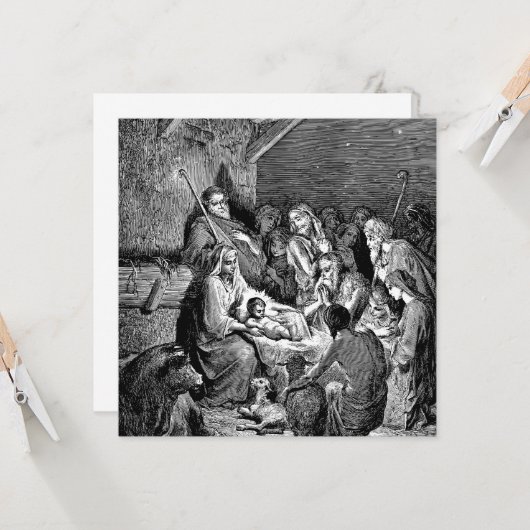 Illustrierte Weihnachtskrippe Karte (Vorderseite/Rückseite Beispiel)