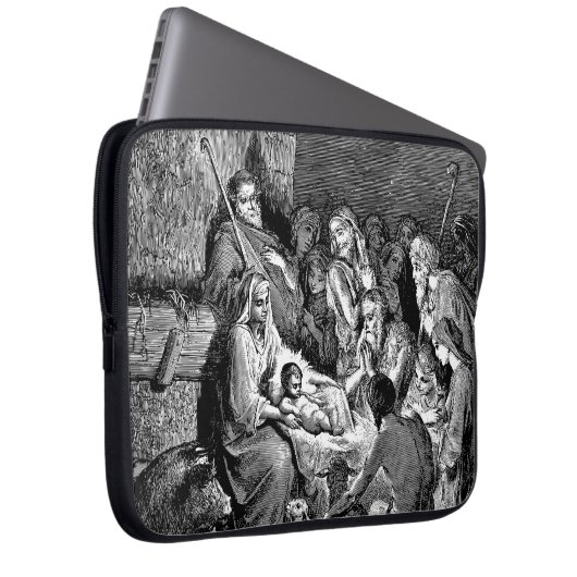Illustrierte Weihnachtskrippe Laptopschutzhülle (Vorne Rechts)