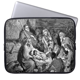 Illustrierte Weihnachtskrippe Laptopschutzhülle