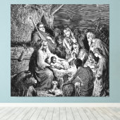 Illustrierte Weihnachtskrippe Leinwanddruck (Insitu (Holzboden))