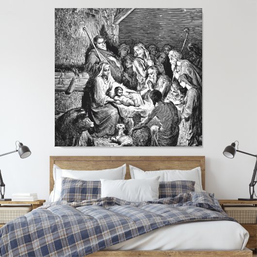 Illustrierte Weihnachtskrippe Leinwanddruck (Insitu (Schlafzimmer))