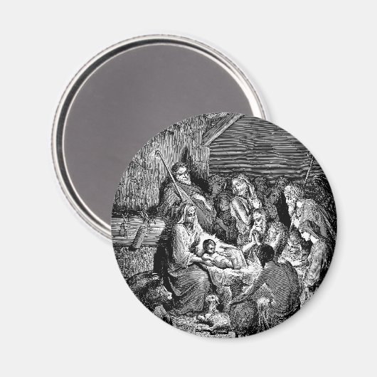 Illustrierte Weihnachtskrippe Magnet (Vorderseite/Rückseite)