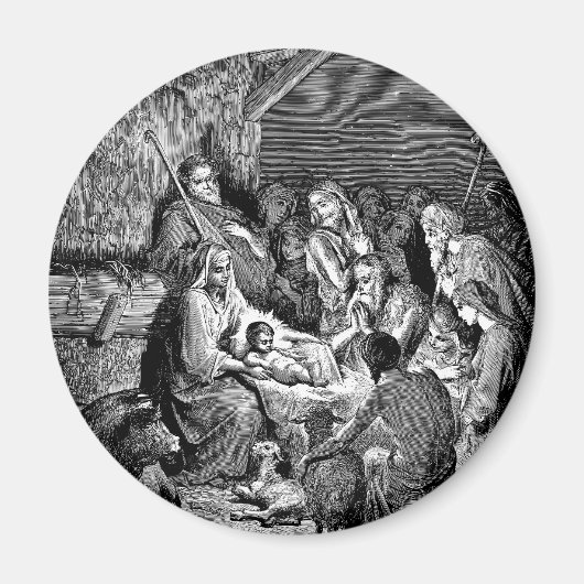 Illustrierte Weihnachtskrippe Magnet (Vorne)