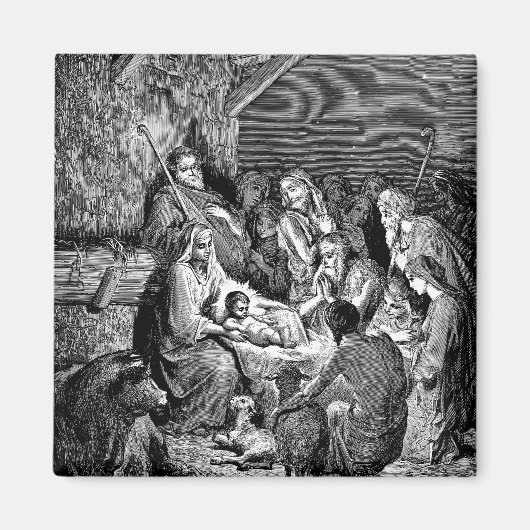 Illustrierte Weihnachtskrippe Magnet (Vorne)