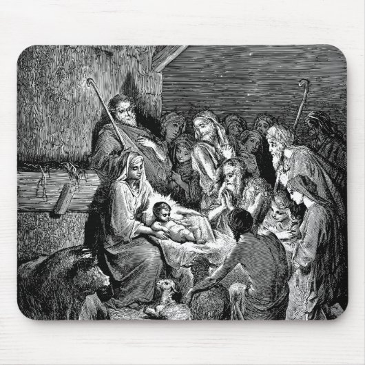 Illustrierte Weihnachtskrippe Mousepad (Vorne)