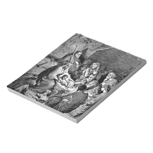 Illustrierte Weihnachtskrippe Notizblock (Rotiert)