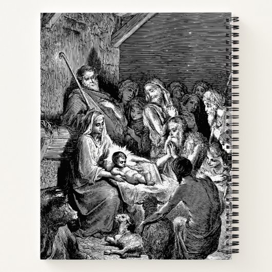 Illustrierte Weihnachtskrippe Notizblock (Rückseite)