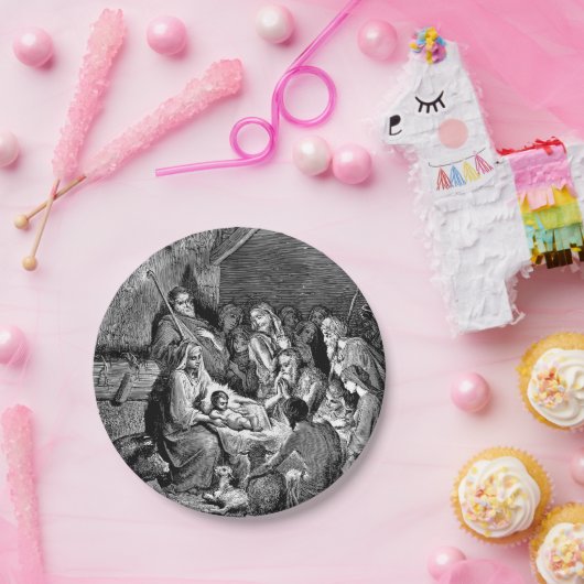 Illustrierte Weihnachtskrippe Pappteller (Party)