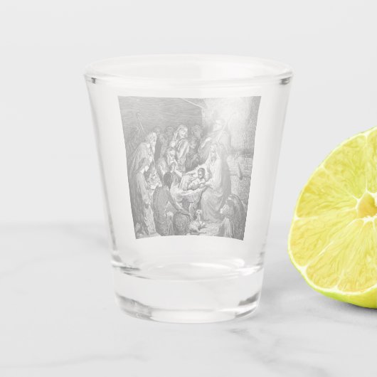 Illustrierte Weihnachtskrippe Schnapsglas (Rückseite)