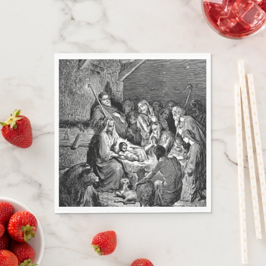 Illustrierte Weihnachtskrippe Serviette (Beispiel)