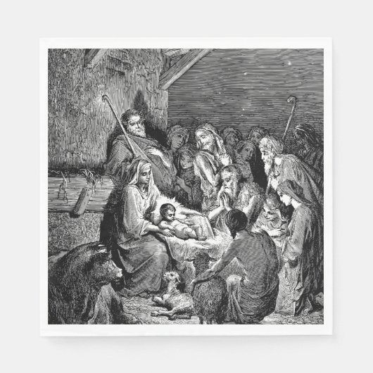 Illustrierte Weihnachtskrippe Serviette (Vorderseite)