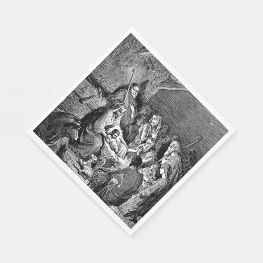 Illustrierte Weihnachtskrippe Serviette (Ecke)