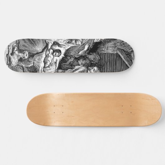 Illustrierte Weihnachtskrippe Skateboard (Horizontal)