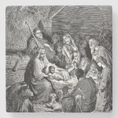 Illustrierte Weihnachtskrippe Steinuntersetzer (Vorderseite)