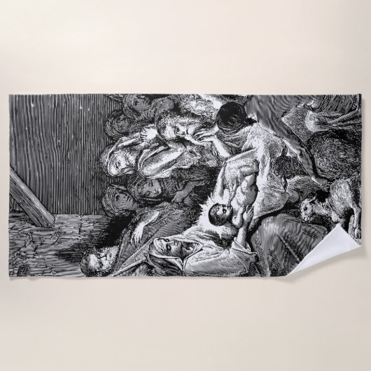 Illustrierte Weihnachtskrippe Strandtuch (Vorderseite)