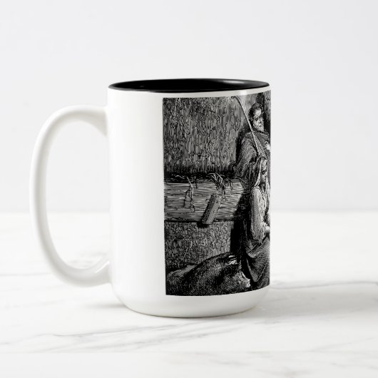 Illustrierte Weihnachtskrippe Zweifarbige Tasse (Links)