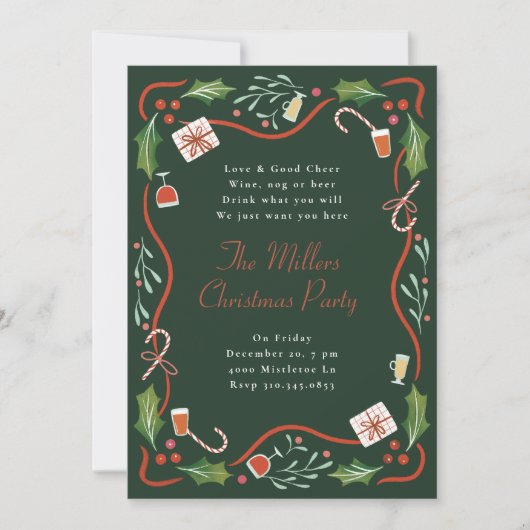 Illustrierte Weihnachtsrahmenfeier Einladung (Vorderseite)