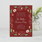 Illustrierte Weihnachtsrahmenfeier Einladung (Stehend Vorderseite)