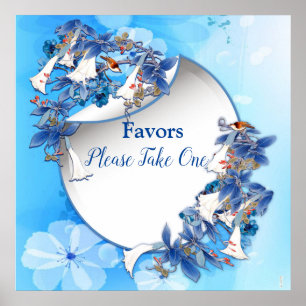 Illustrierte, weiße Mondblütenfavoriten Poster