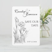 Illustrierte Wildblume Save The Date (Stehend Vorderseite)