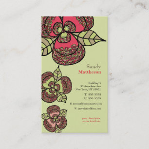Illustrierte Wildblumen Visitenkarte für Designer