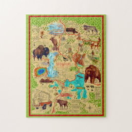 Illustrierte Yellowstone Park Karte Puzzle