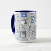 Illustrierte Zahnarzt-Symbole Tasse (Vorderseite Links)