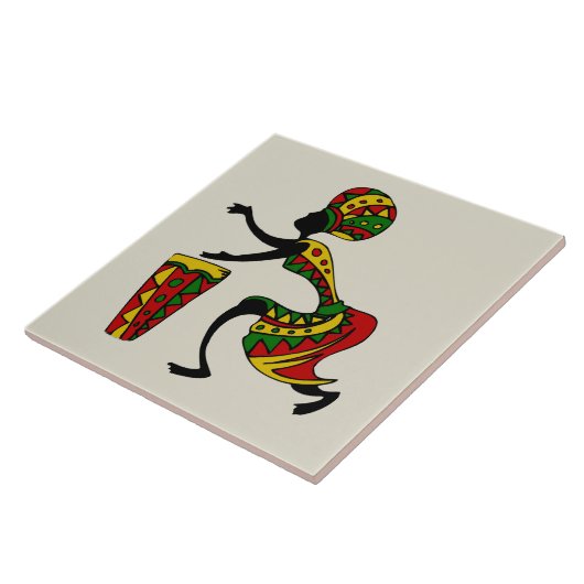 Illustrierter afrikanischer Drummer Fliese (Seite)